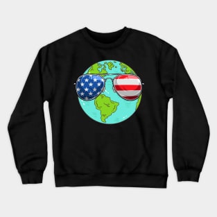 American Flag Patriotic Earth Day Crewneck Sweatshirt